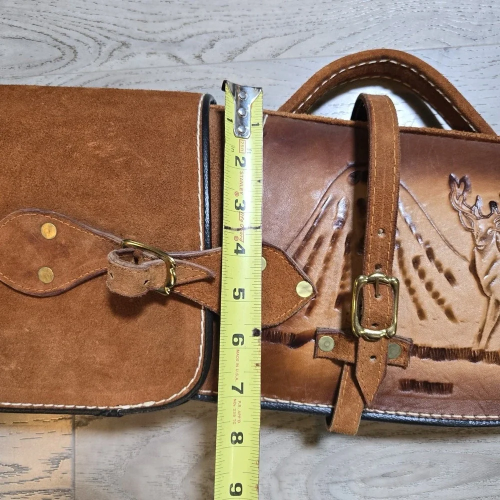 VTG Leather‎ Rifle Gun Case Scabbard Hand Made Deer Scene Western Design 51x9